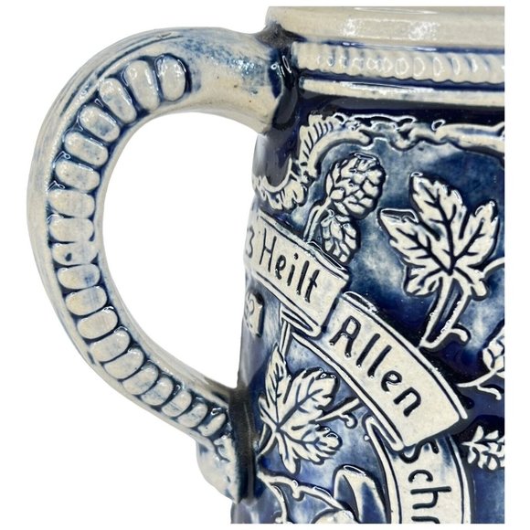 Vintage Alt Grenzau Beer Stein Pottery Cobalt Blue Salt Glaze Made West Germany - Picture 10 of 12